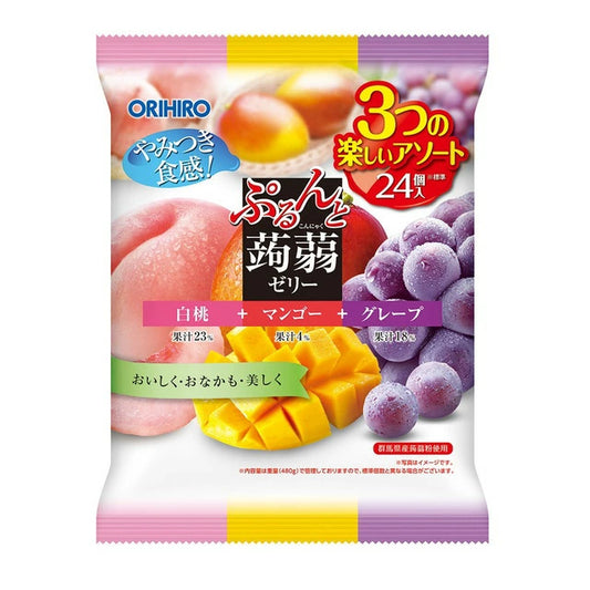 【ぷるんと蒟蒻ゼリー大袋】오리히로 곤약젤리 큰 봉지 24개입