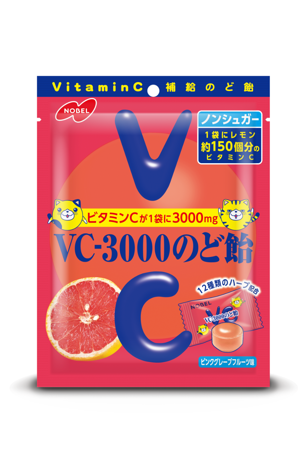 【VC-3000のど飴 】노벨 VC-3000 비타민목캔디 90g