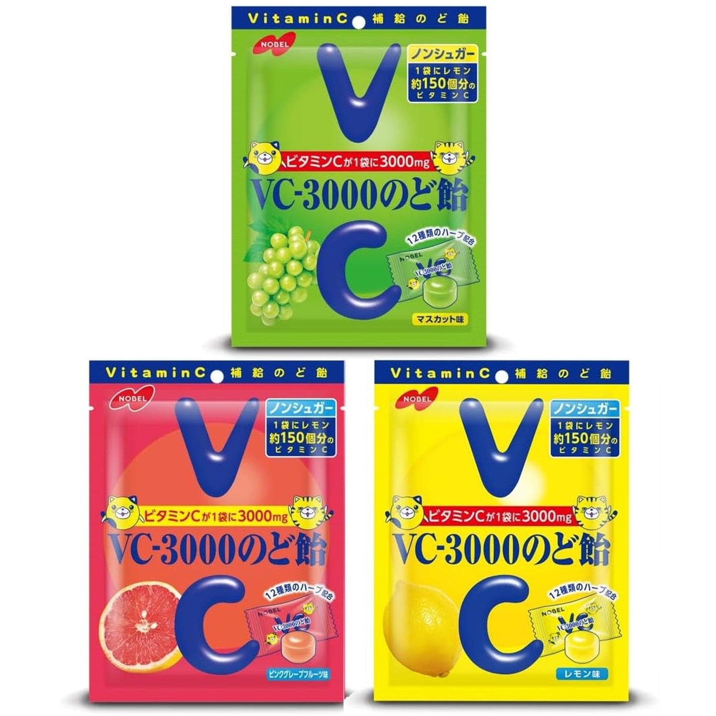【VC-3000のど飴 】노벨 VC-3000 비타민목캔디 90g